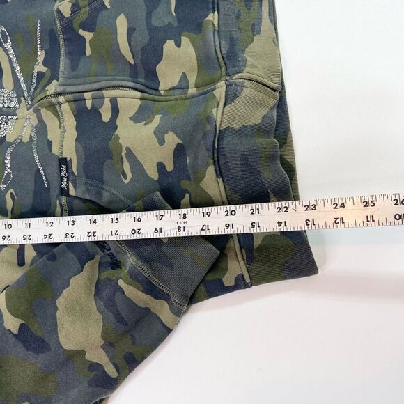 Marc Ecko Hoodie Mens Large Army Green Camo Skull Print Full Zip - Picture 7 of 11